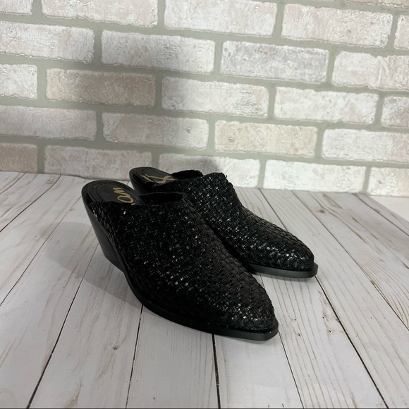 Sam Edelman NEW Karlin Black Woven Leather Mules Size 7.5 - Picture 2 of 10